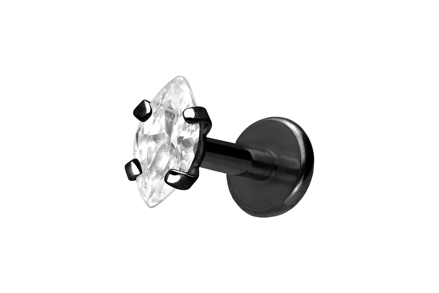 Titan Labret Piercing mit Innengewinde EINGEFASSTER KRISTALLTROPFEN